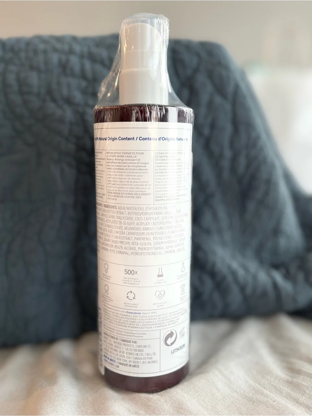 Korres Blackberry Vanilla Body Firming Serum Spray 13.53 oz New Sealed